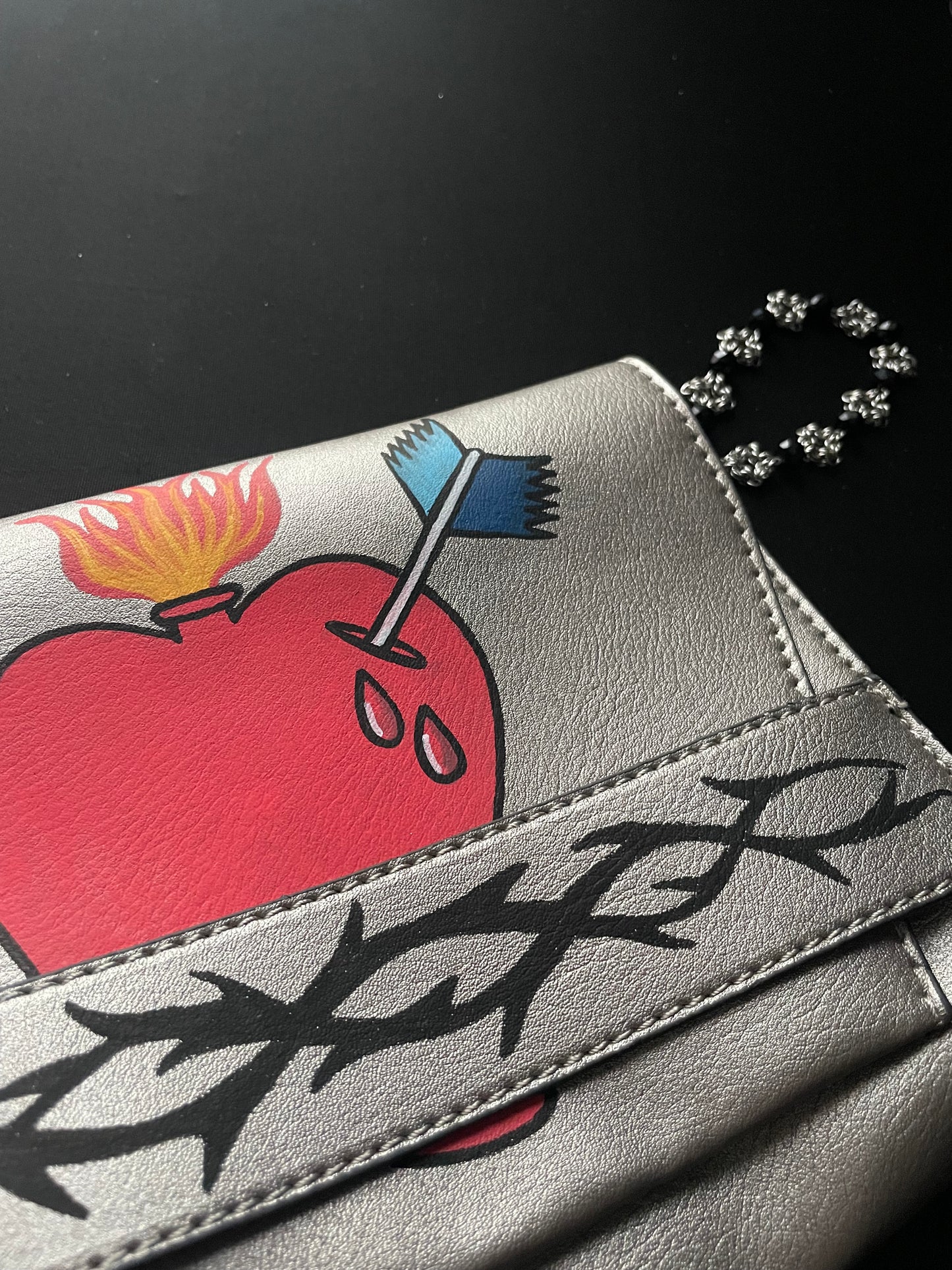 Sacred Heart Painted Purse