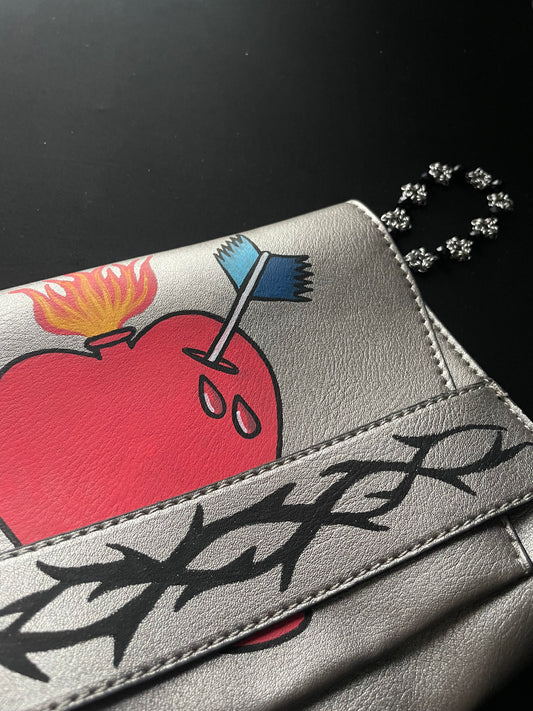 Sacred Heart Painted Purse