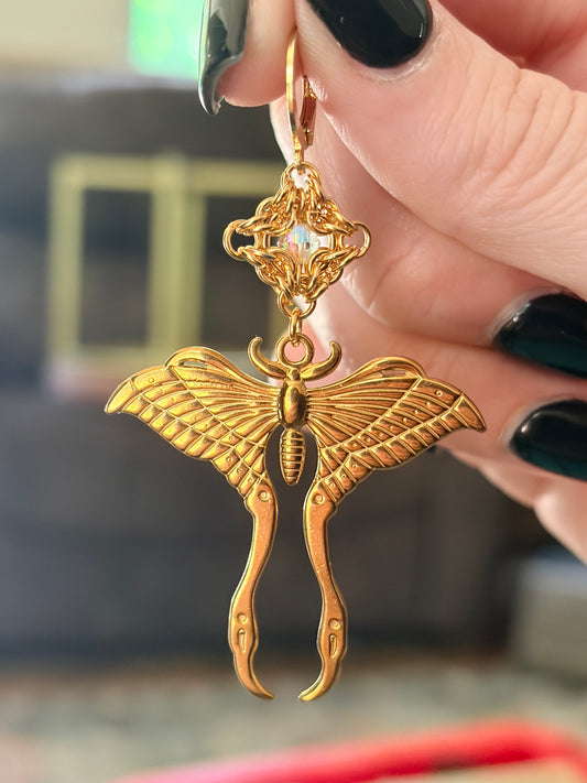Aurae Moth Chainmail earrings