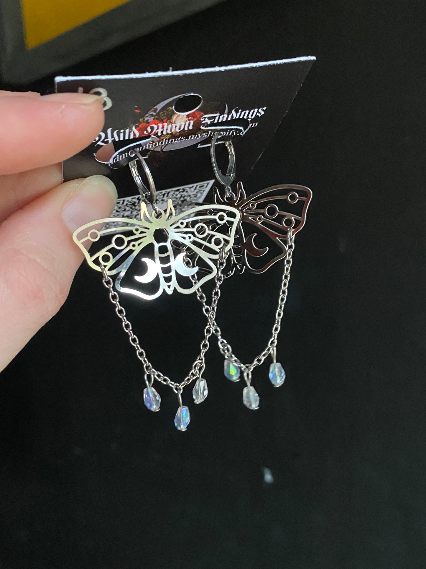 Moonlit Moth Earrings
