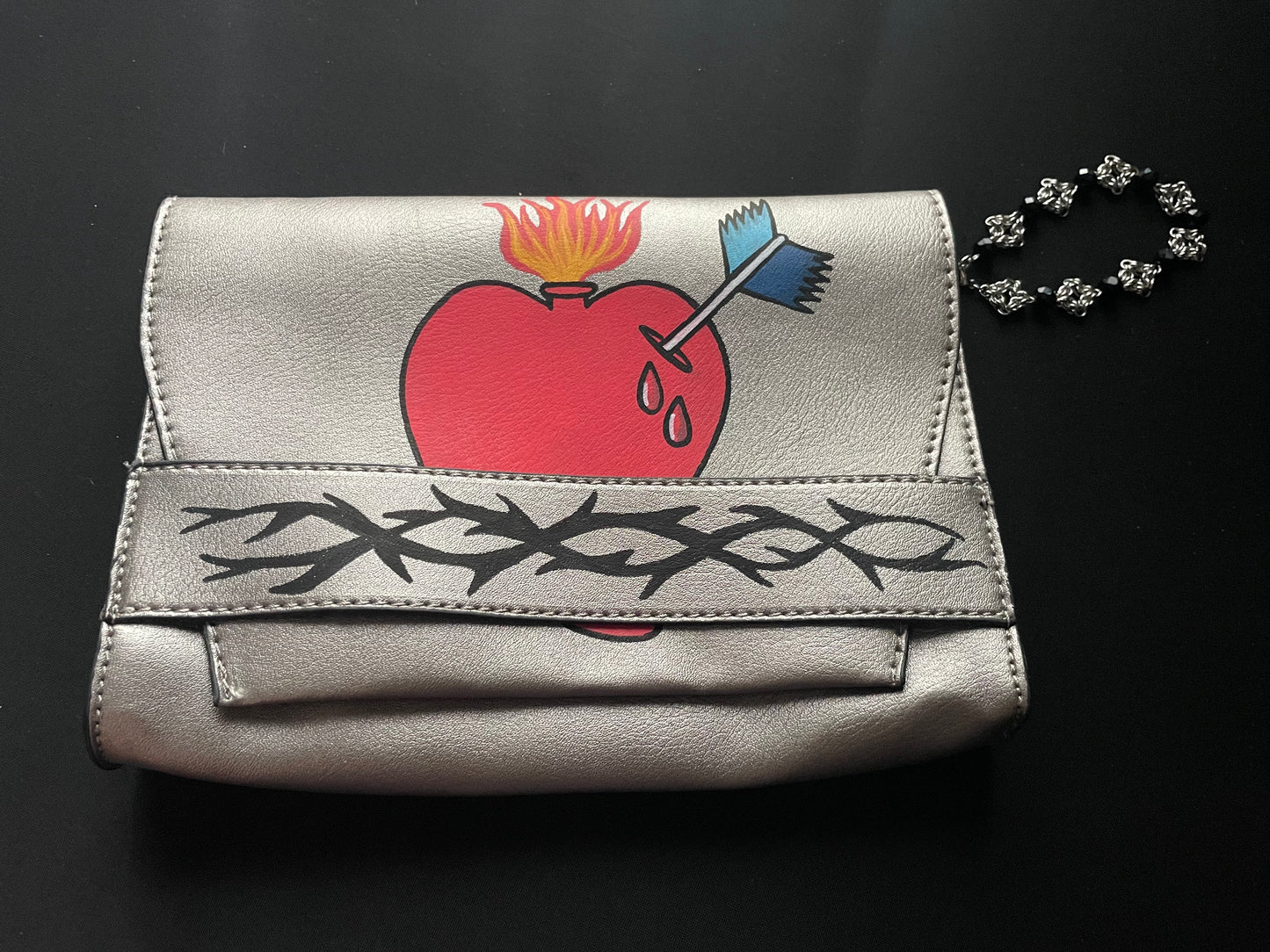 Sacred Heart Painted Purse