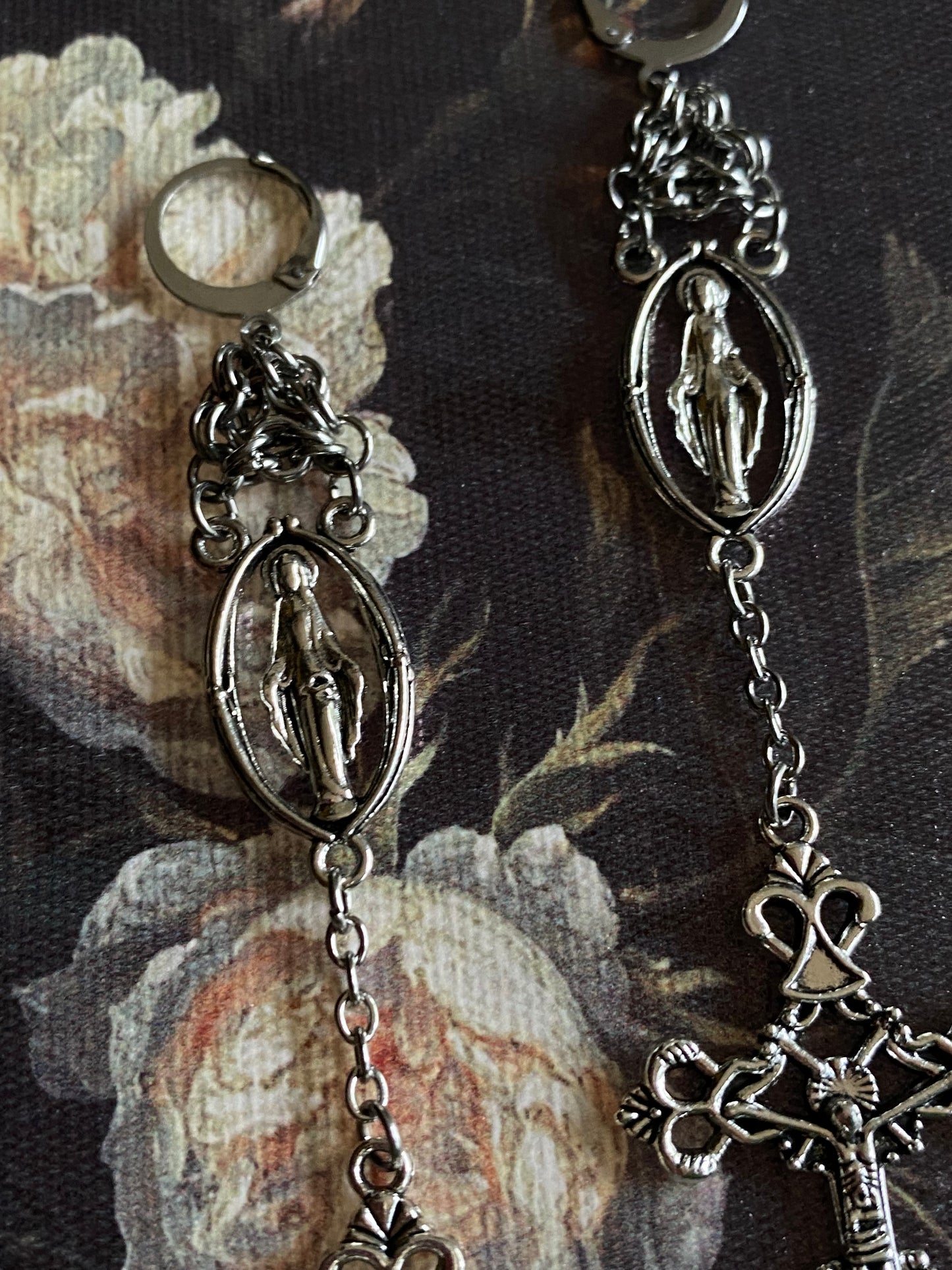 Trinity Chainmail Rosary Earrings