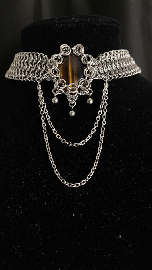Tiger’s Eye Chainmail Choker