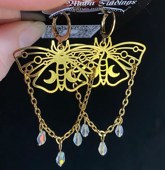 Moonlit Moth Earrings