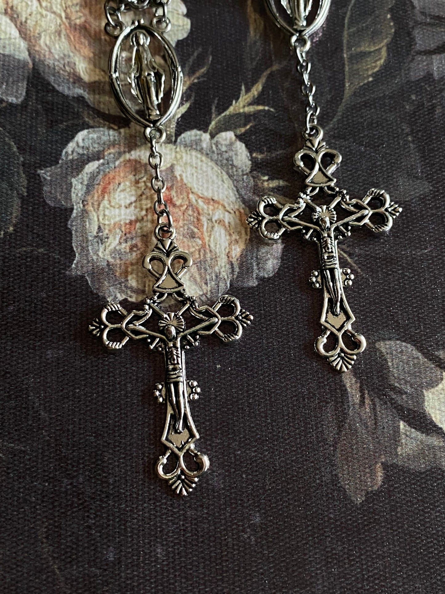 Trinity Chainmail Rosary Earrings