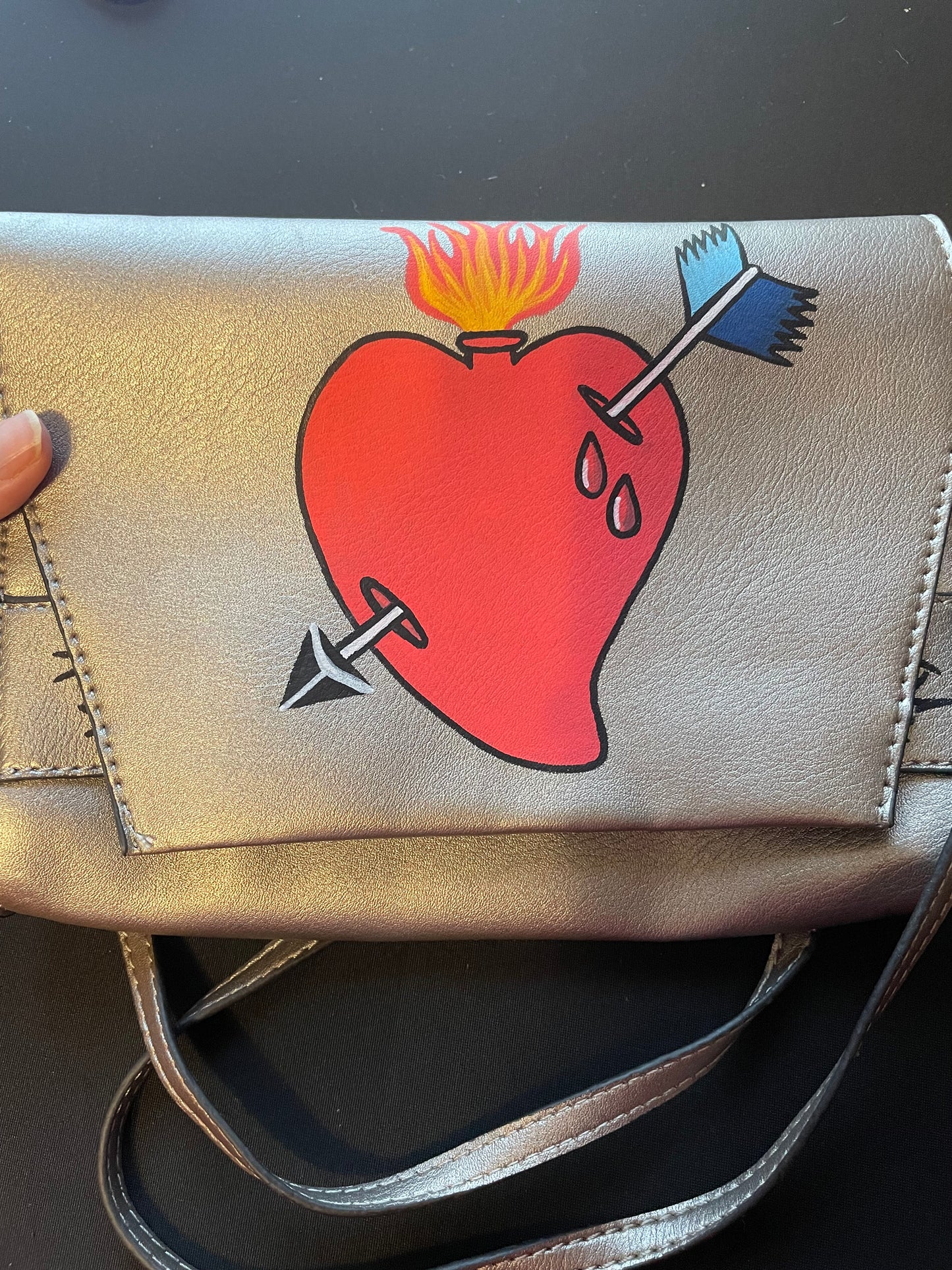 Sacred Heart Painted Purse