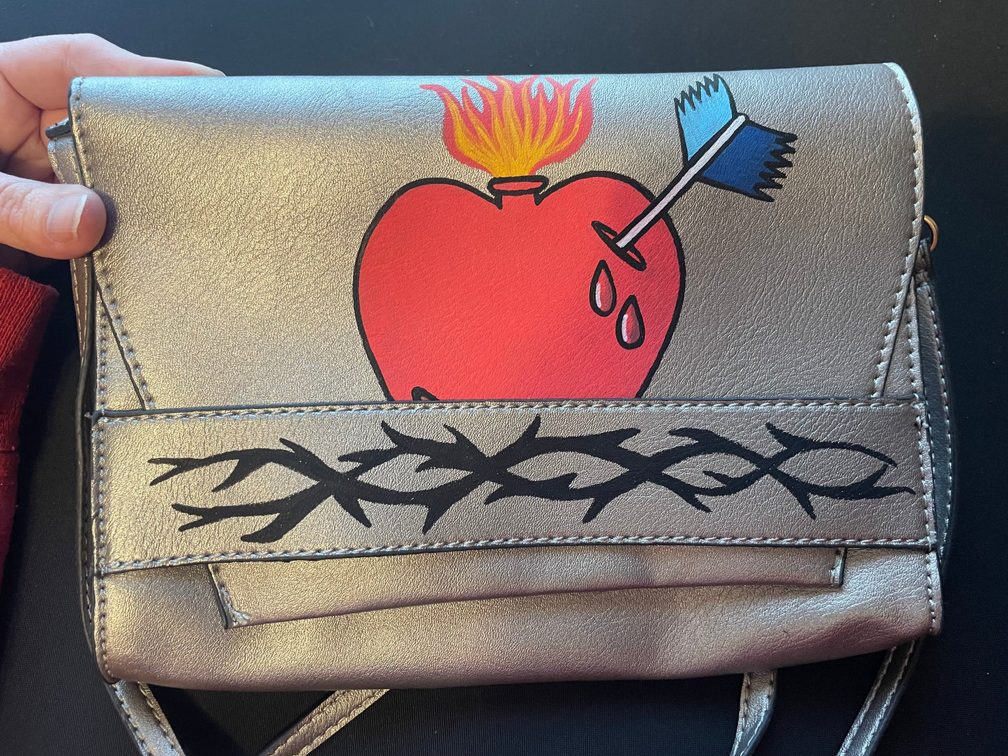 Sacred Heart Painted Purse