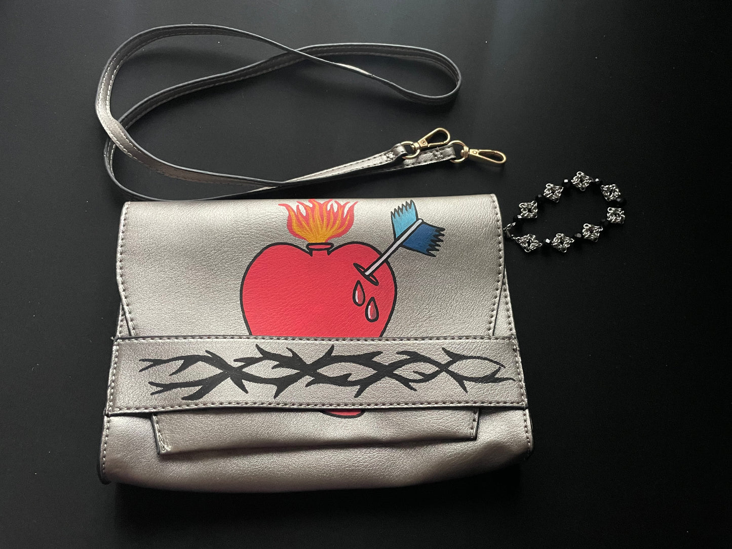 Sacred Heart Painted Purse