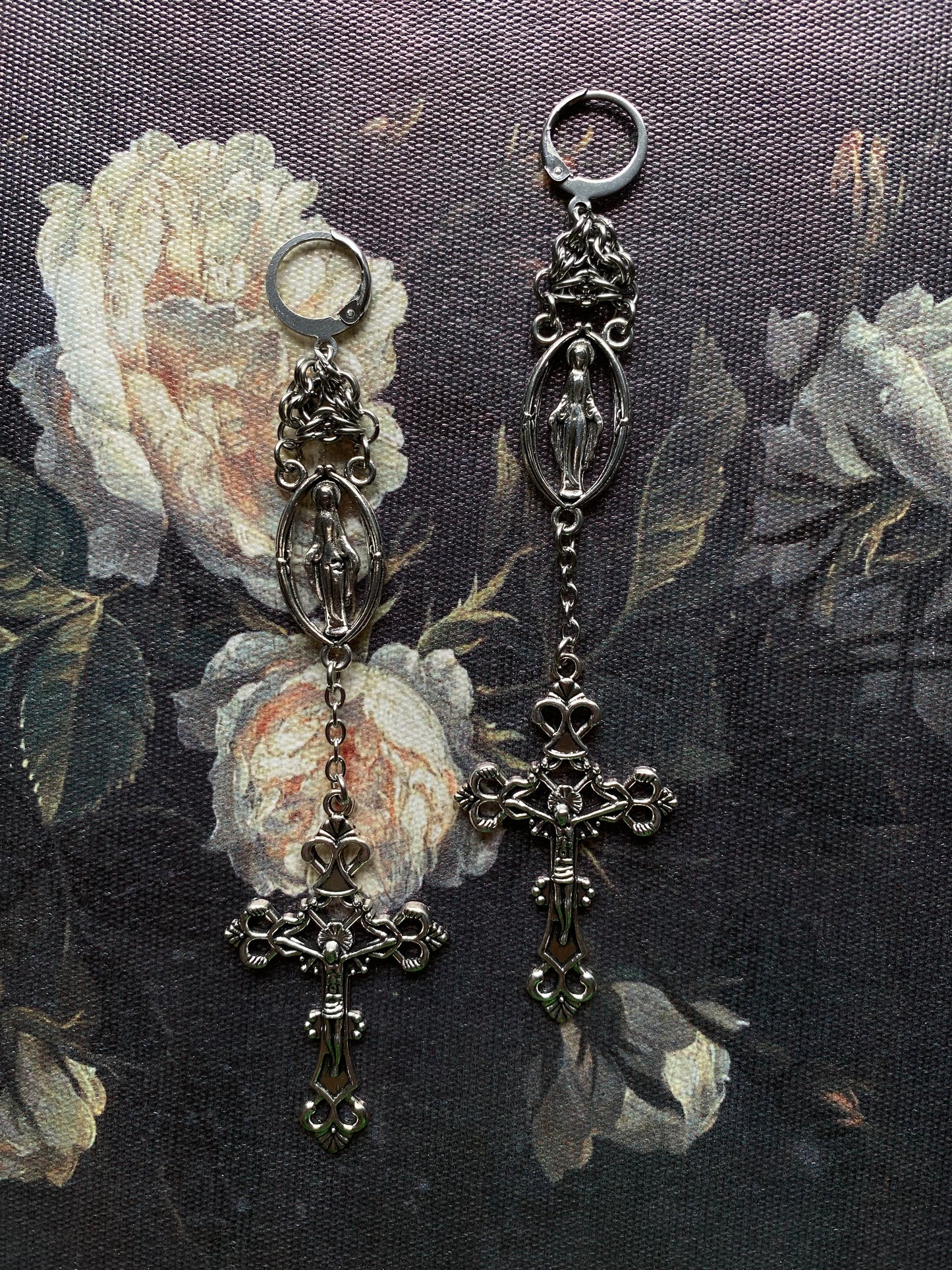 Trinity Chainmail Rosary Earrings