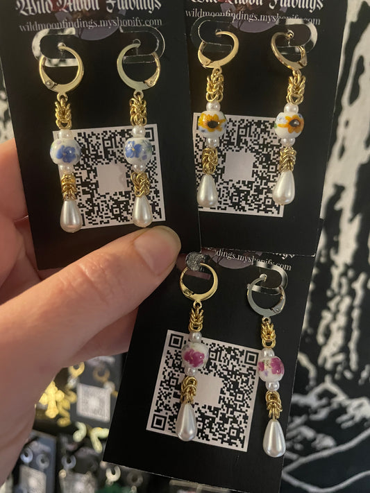 Porcelain Chainmail Earrings